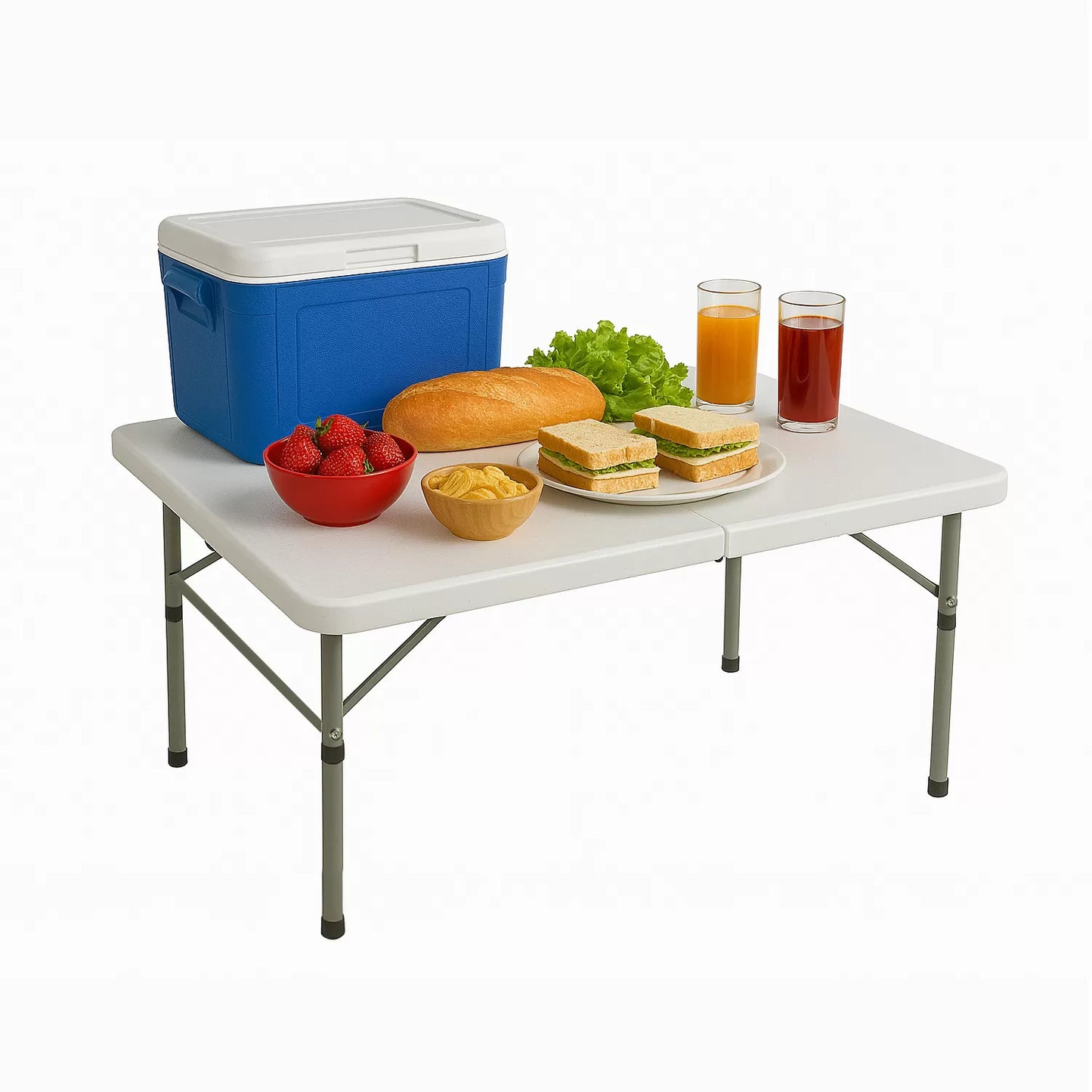 Mesa Dobrável Portátil 1,22m Vira Maleta Reforçada – Camping, Eventos e Uso Profissional