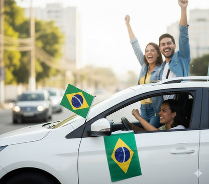 Bandeira do Brasil para Carro com Suporte 45x30cm