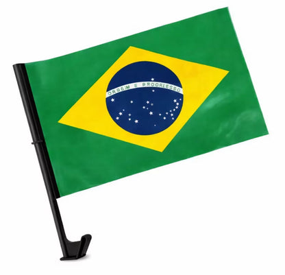Bandeira do Brasil para Carro com Suporte 45x30cm