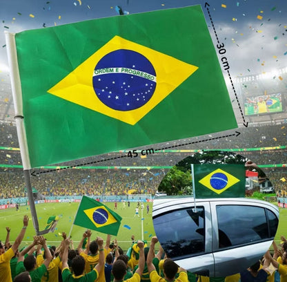 Bandeira do Brasil para Carro com Suporte 45x30cm
