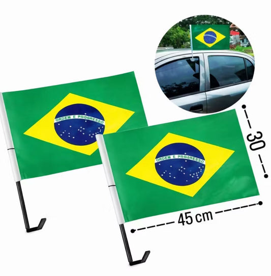 Bandeira do Brasil para Carro com Suporte 45x30cm