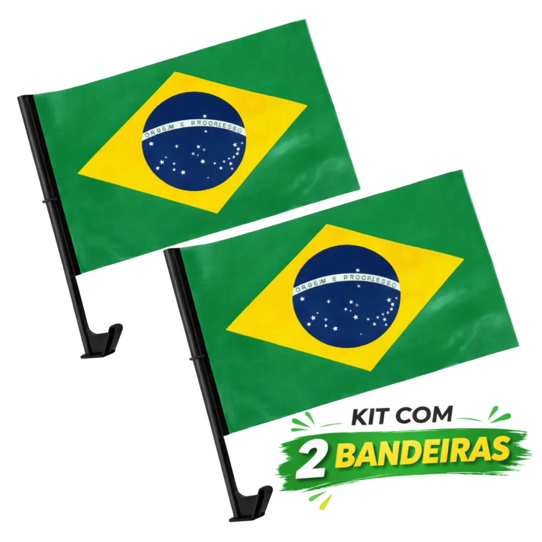 Bandeira do Brasil para Carro com Suporte 45x30cm