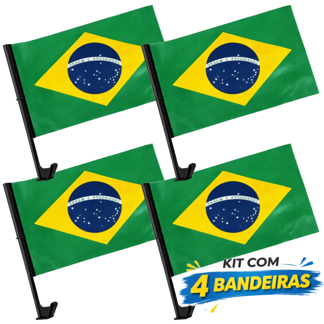 Bandeira do Brasil para Carro com Suporte 45x30cm