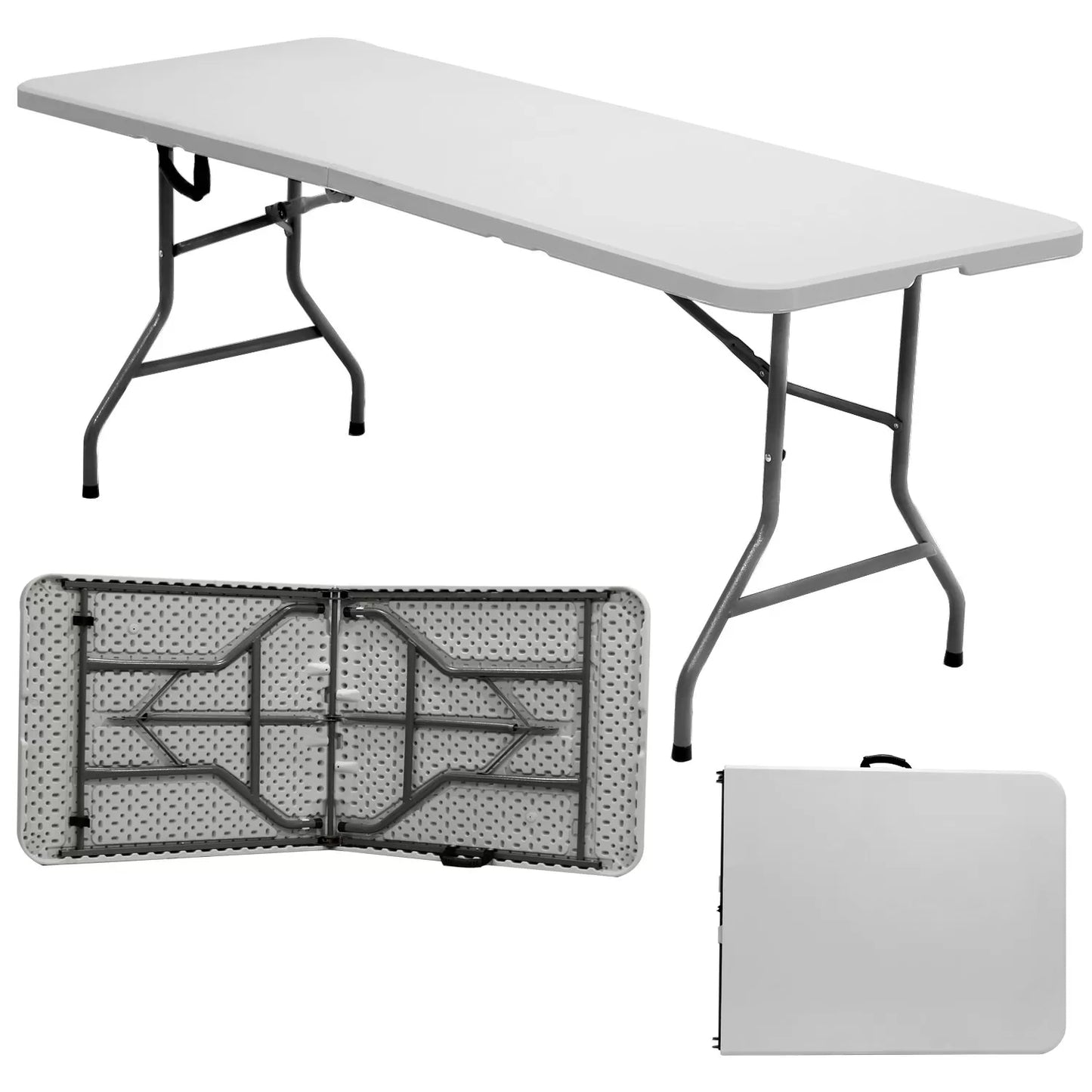 Mesa Dobrável Portátil 1,80m Vira Maleta Reforçada – Camping, Eventos e Uso Profissional